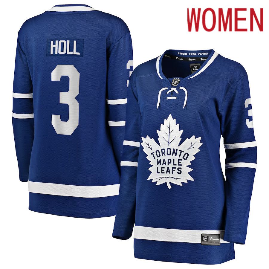 Women Toronto Maple Leafs 3 Justin Holl Fanatics Branded Blue Home Breakaway Player NHL Jersey